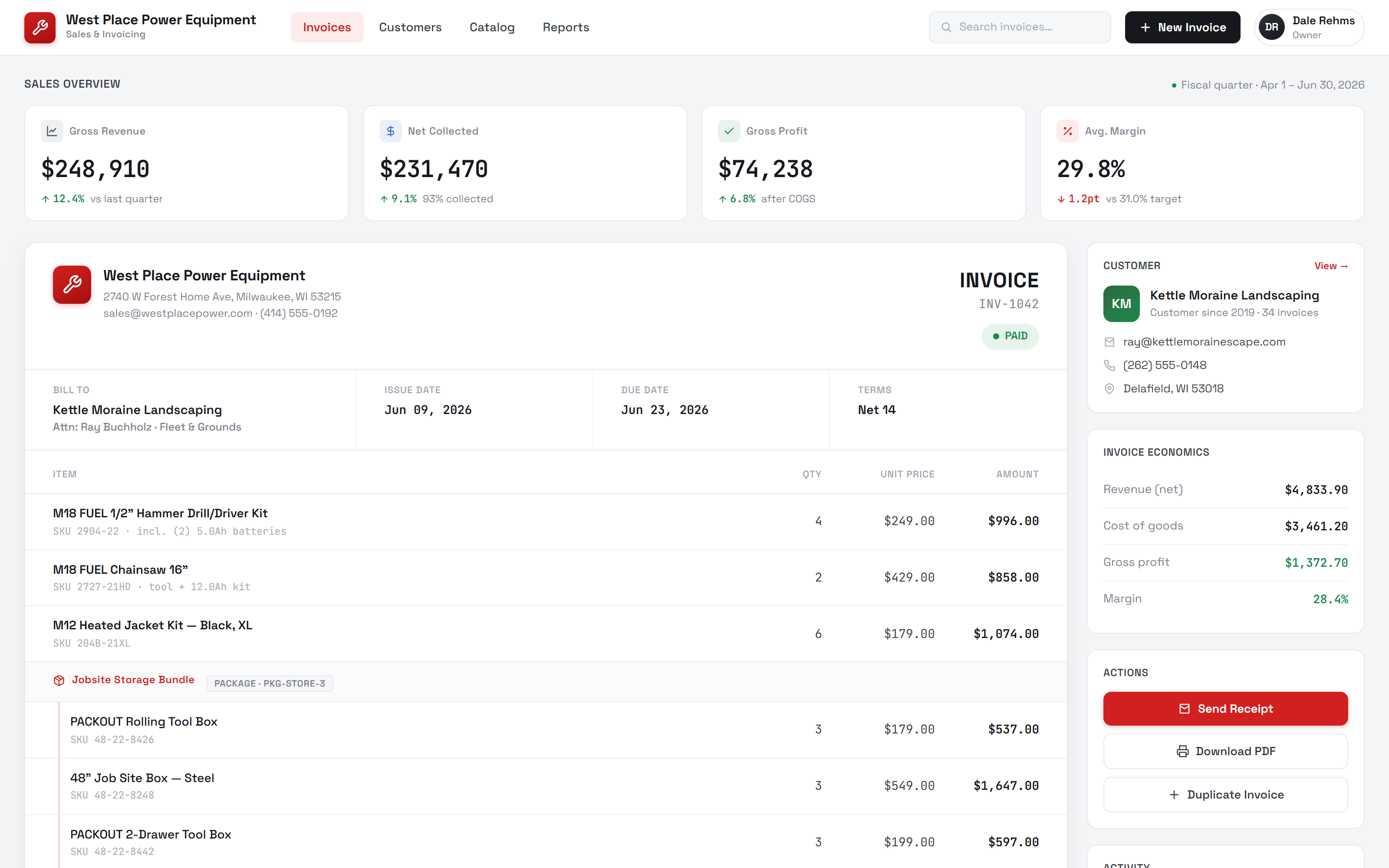 Screenshot of Milwaukee Sales